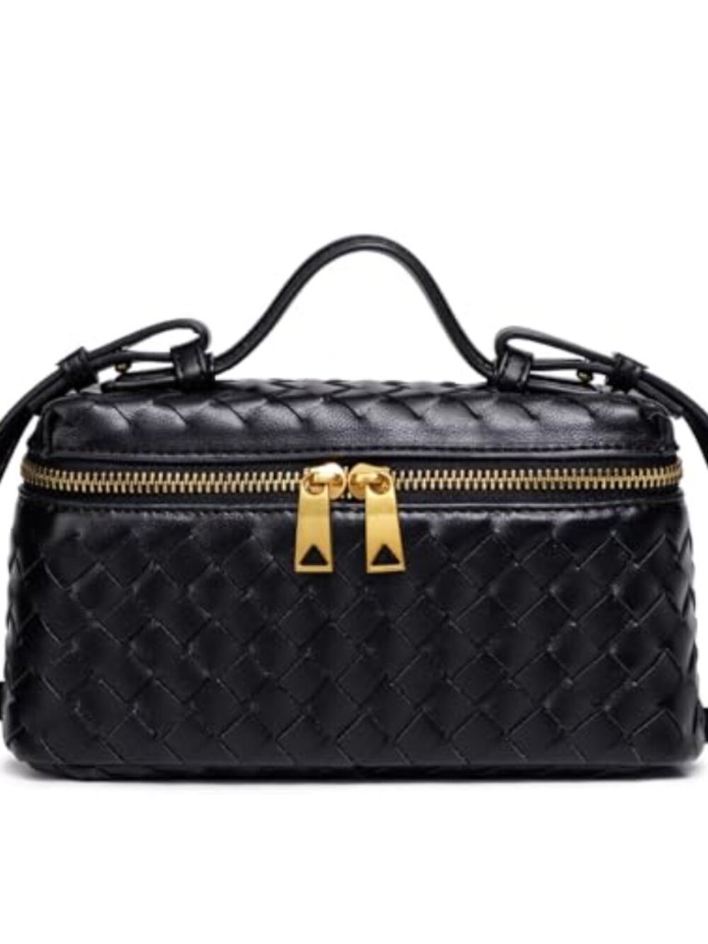 Woven Crossbody Bag Top Handle Vegan Leather Small Purse Handbag